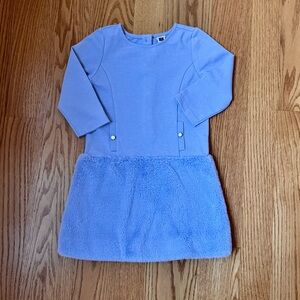 EUC sz 5 Janie Baby Blue Long Sleeve Dress with Faux Fur Skirt
